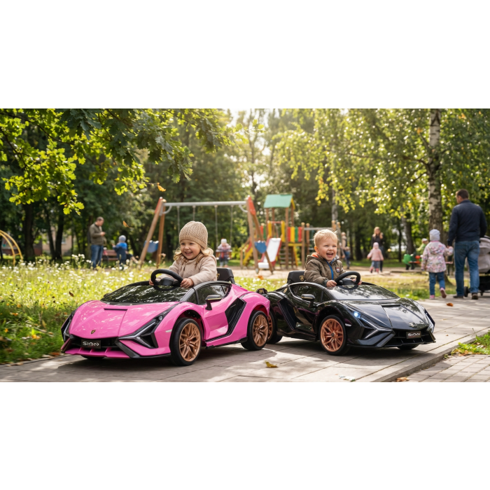 Elektrische Kinderauto Lamborghini Sian Roze 4X4 12Volt Vleugeldeuren