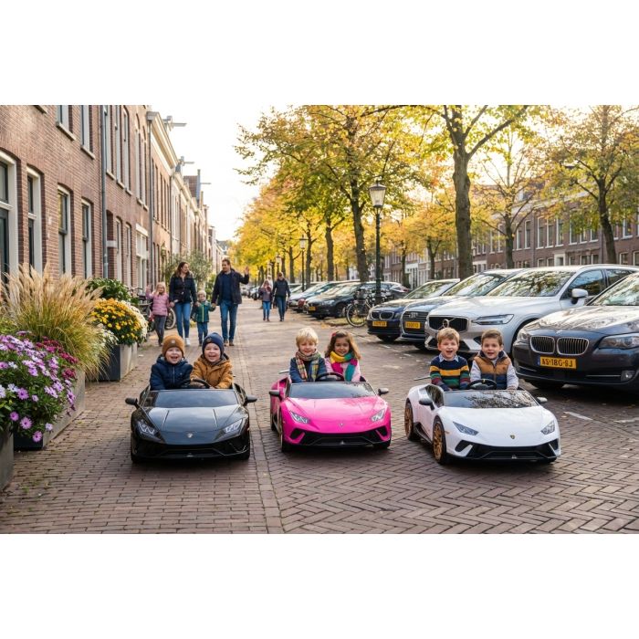 Elektrische Kinderauto Lamborghini Huracan Performante Spyder Roze Metallic 4X4 24Volt 2 Persoons