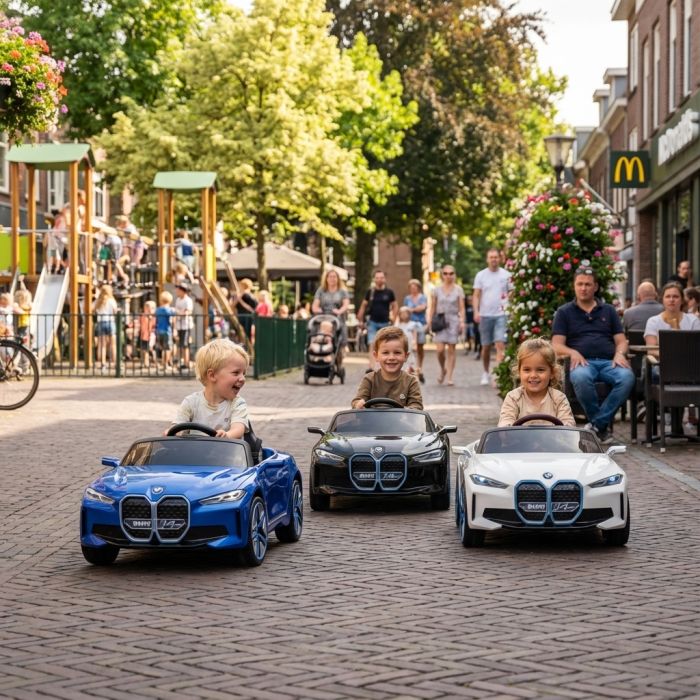 Elektrische Kinderauto BMW i4 Blauw  4X4 12V