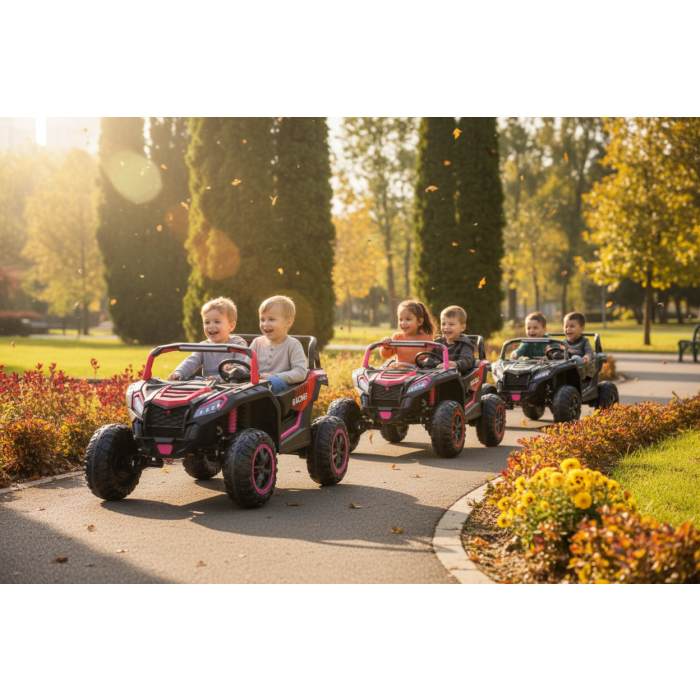 Elektrische Kinderbuggy PhantomXL 24V 4X4 Roze 2 Persoons