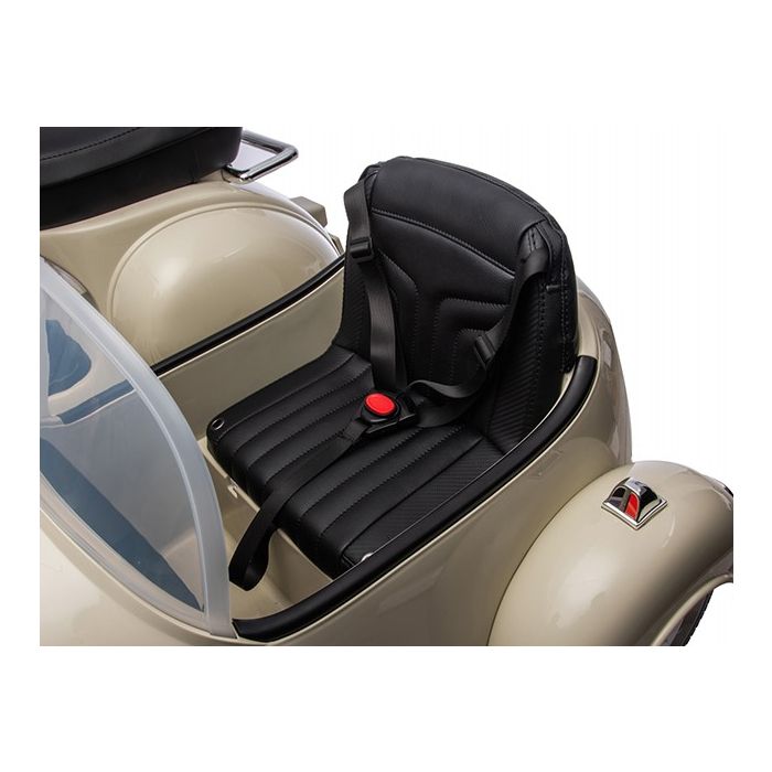 Elektrische Vespa Kind met Zijspan beige 12 Volt