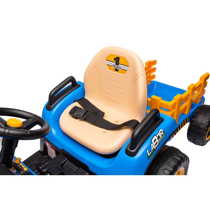 Kinder Accu Tractor Labor met aanhanger Blauw 24V