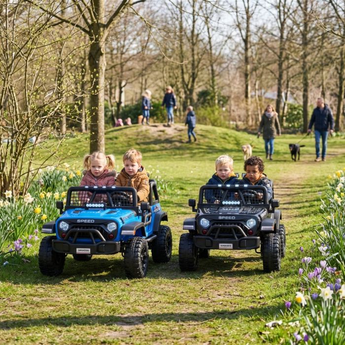 Elektrische kinderjeep Gravity Zwart 24Volt 4X4 2 persoons