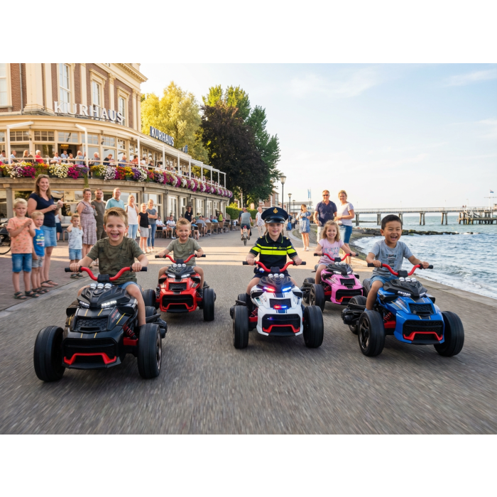 Elektrische Kindermotor Trike POLITIE met RC 12 Volt Wit