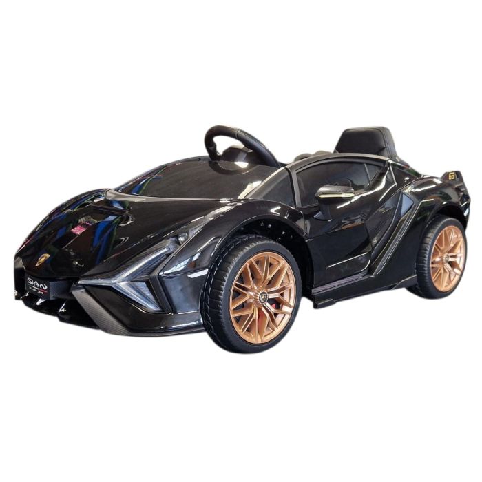 Elektrische Kinderauto Lamborghini Sian Zwart Metallic 4X4 12Volt Vleugeldeuren