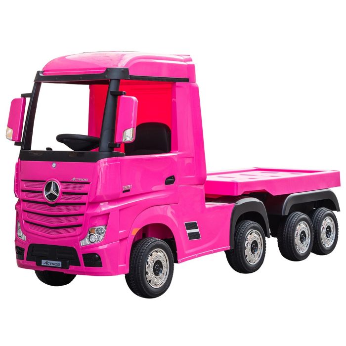 Accu Kindervrachtwagen Mercedes Actros Truck met Trailer 4X4 Roze