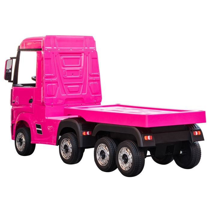 Accu Kindervrachtwagen Mercedes Actros Truck met Trailer 4X4 Roze