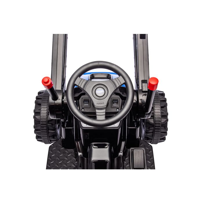 Kinder Accu Tractor met loader en aanhanger Blauw