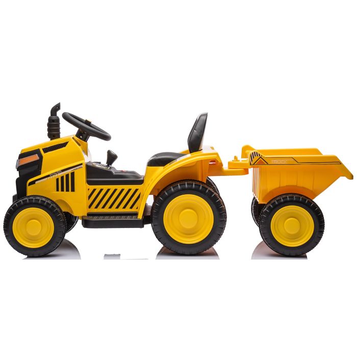 Elektrische Mini Tractor Power met aanhanger Geel 12V