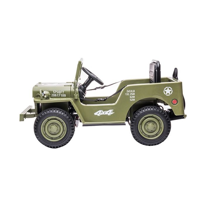 Elektrische Leger-Jeep 4X4 12Volt Olijf Groen 1 persoons