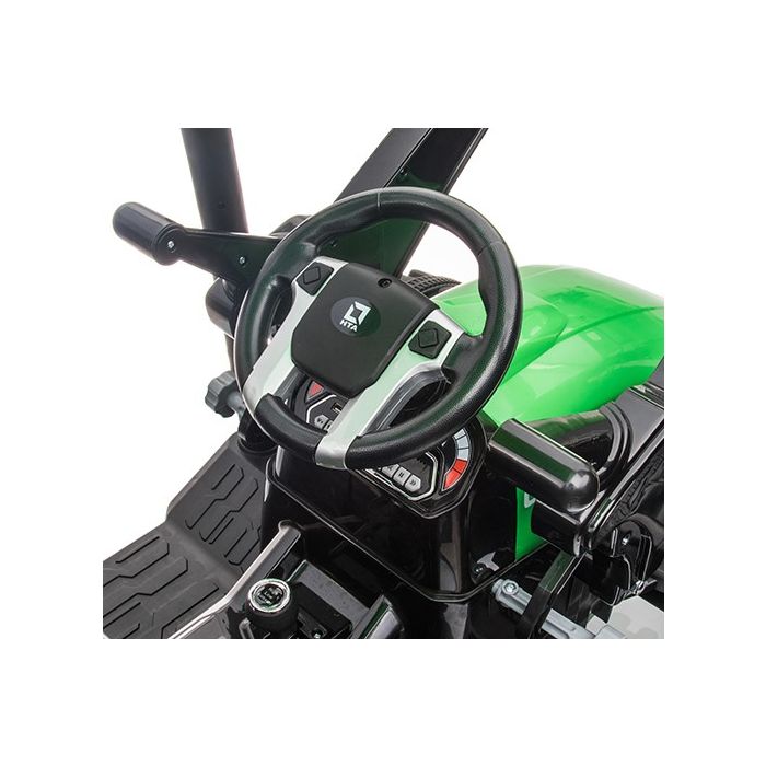 Kinder Accu Tractor Farmer met schep en aanhanger Groen 24 Volt