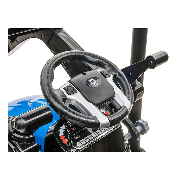 Kinder Accu Tractor Farmer met schep en aanhanger Blauw 24 Volt
