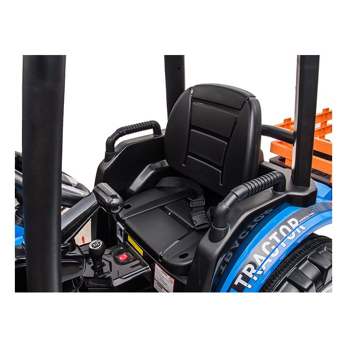 Kinder Accu Tractor Farmer met schep en aanhanger Blauw 24 Volt