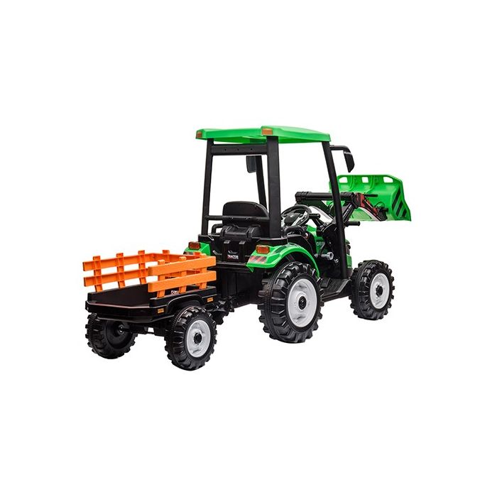 Kinder Accu Tractor Farmer met schep en aanhanger Groen 24 Volt