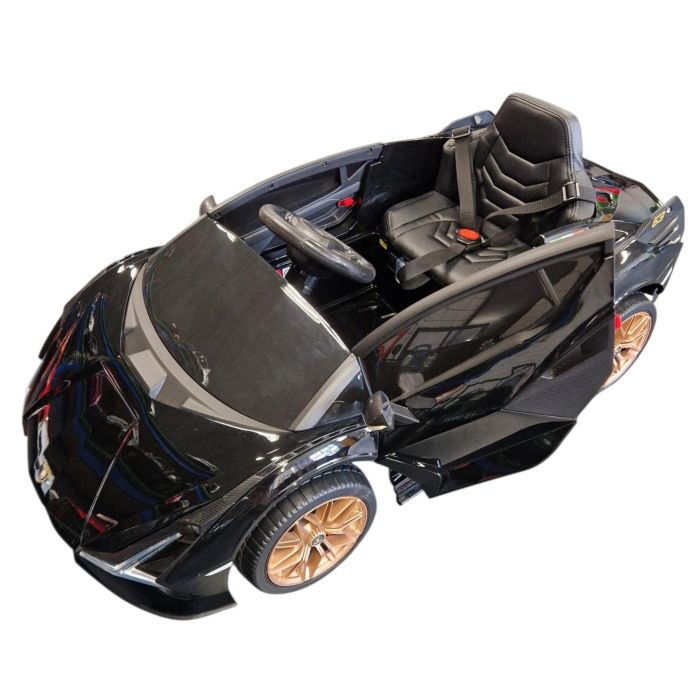 Elektrische Kinderauto Lamborghini Sian Zwart Metallic 4X4 12Volt Vleugeldeuren
