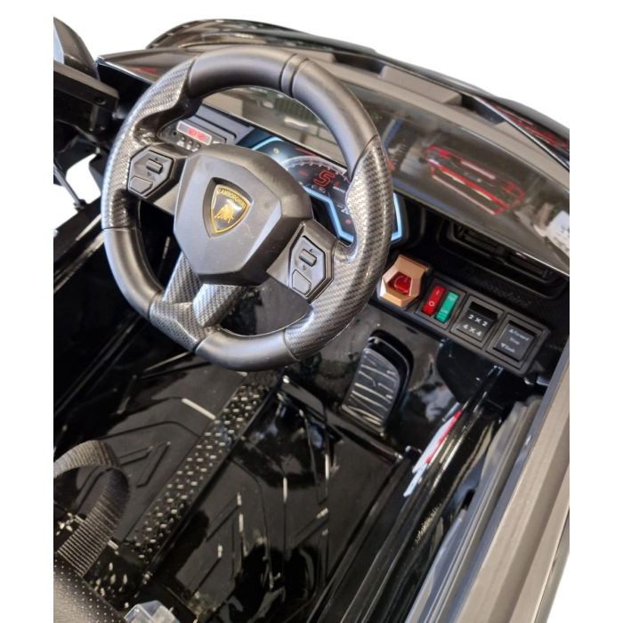 Elektrische Kinderauto Lamborghini Sian Zwart Metallic 4X4 12Volt Vleugeldeuren