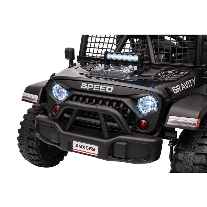 Elektrische kinderjeep Gravity Zwart 24Volt 4X4 2 persoons