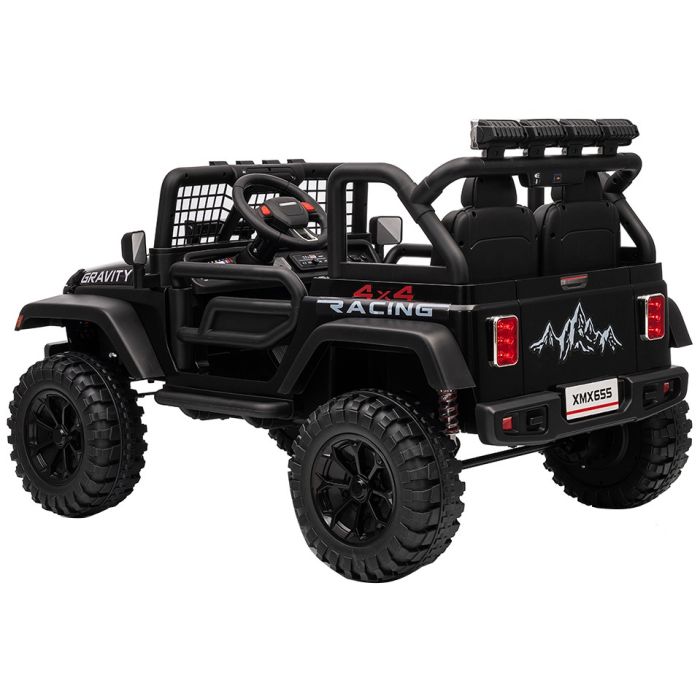 Elektrische kinderjeep Gravity Zwart 24Volt 4X4 2 persoons