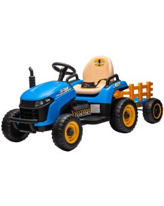 Kinder Accu Tractor Labor met aanhanger Blauw 24V