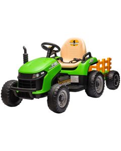 Kinder Accu Tractor Labor met aanhanger Groen 24V