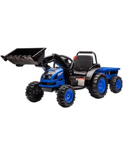 Kinder Accu Tractor met loader en aanhanger Blauw