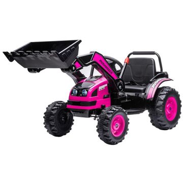 Kinder Accu Tractor met Schep Roze