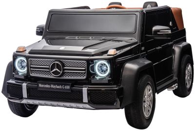 Elektrische kinderauto Mercedes Maybach G650 XXL 2 persoons 24V brushless  MP4 Rubber Luchtbanden Zwart Metallic