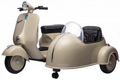 Elektrische Vespa Kind met Zijspan beige 12 Volt