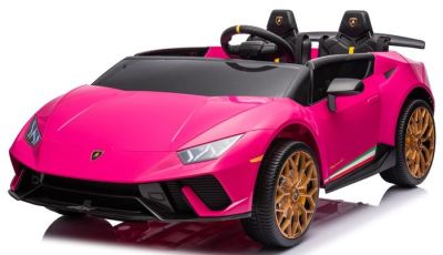 Elektrische Kinderauto Lamborghini Huracan Performante Spyder Roze Metallic 4X4 24Volt 2 Persoons