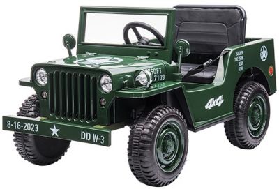 Elektrische Leger-Jeep 4X4 12Volt Donker Groen 1 persoons